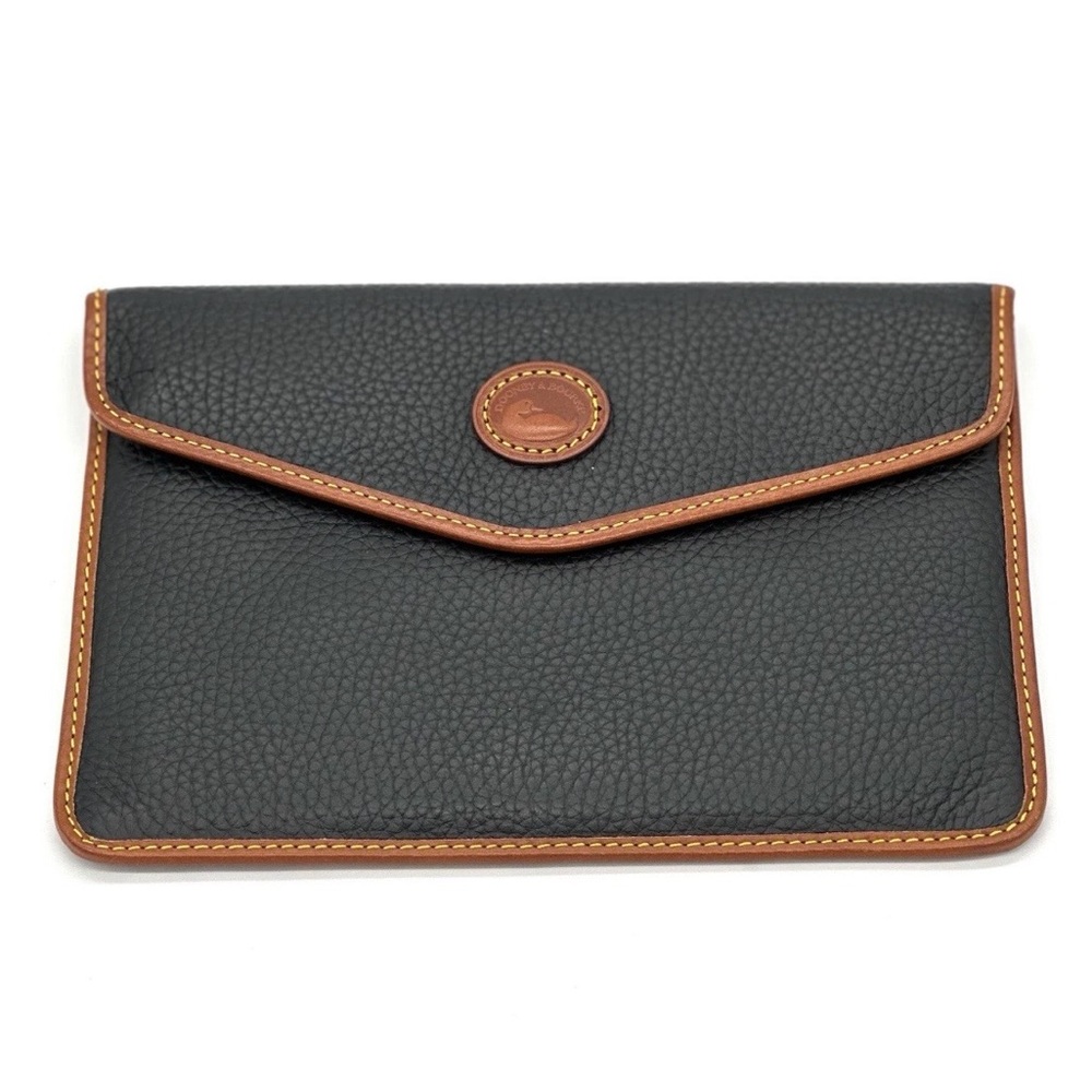 VTG Style Dooney & Bourke AWL Black Pebble Leather Envelope Wallet / Clutch